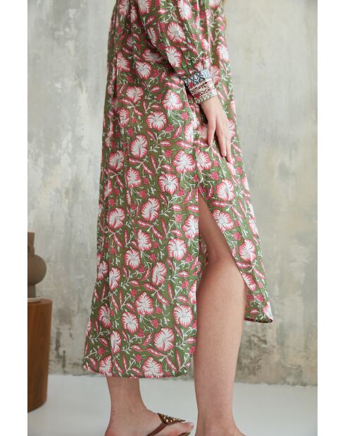 Tania-2 Baumwollkleid mit Batikmuster in Grün