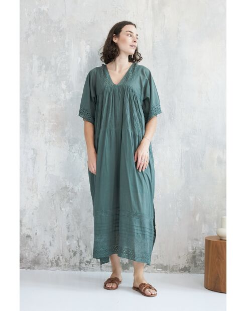 Suzette 3 kaki katoenen jurk