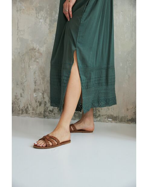 Suzette 3 kaki katoenen jurk