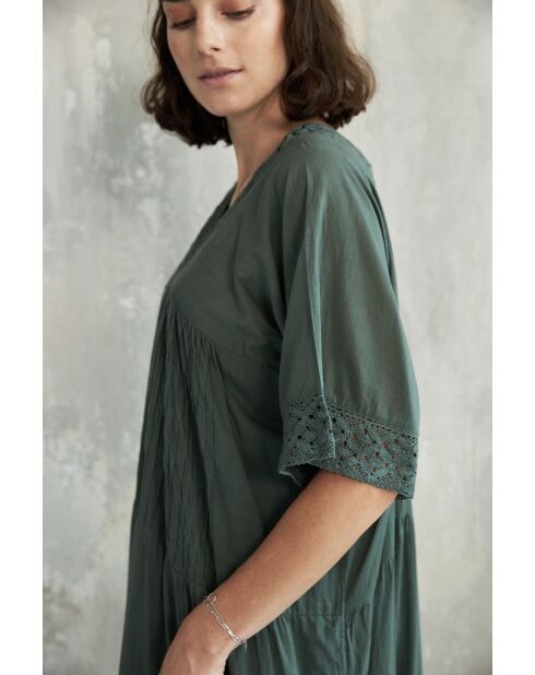 Suzette 3 kaki katoenen jurk