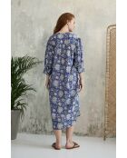 Blaues Baumwollkleid Louisette mit floralem Batikmuster