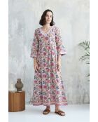 Celine-1 Baumwollkleid mit Batikmuster in Rosa