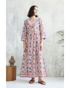 Celine-1 Baumwollkleid mit Batikmuster in Rosa