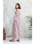 Celine-1 Baumwollkleid mit Batikmuster in Rosa