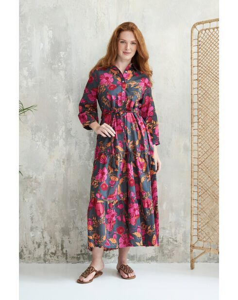 Maguy jurk van granaatappelkatoen