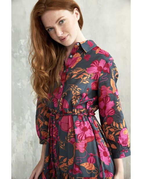 Maguy jurk van granaatappelkatoen