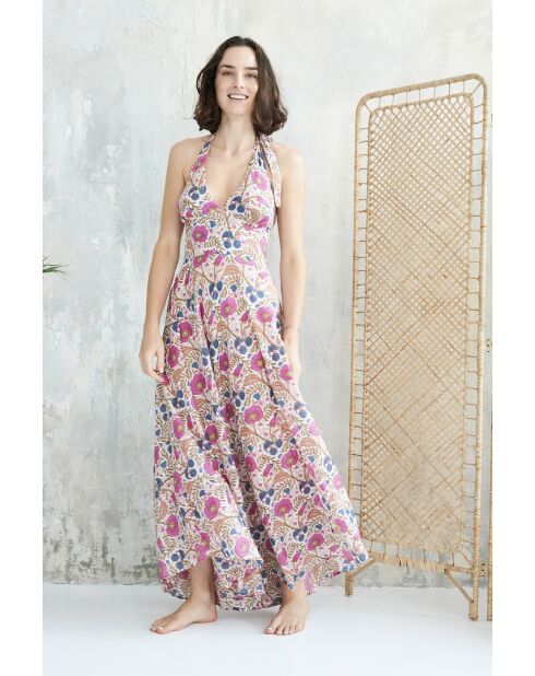 Maeva-1 zomerjurk van batikroze katoen