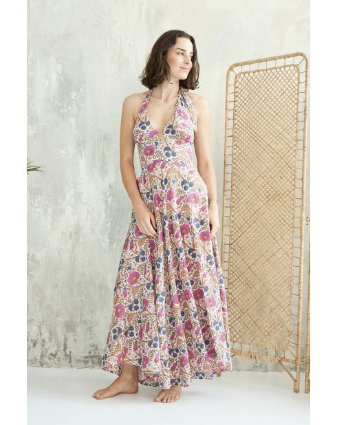 Maeva-1 zomerjurk van batikroze katoen