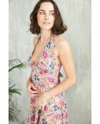 Maeva-1 Baumwollkleid mit Batikmuster in Rosa