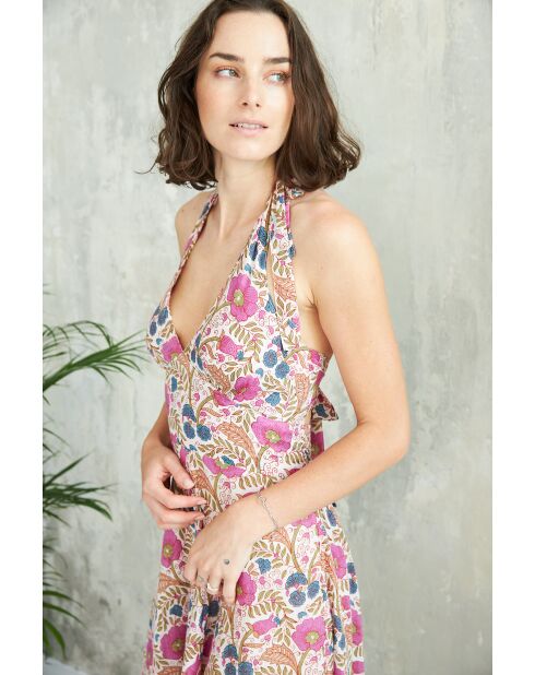 Maeva-1 zomerjurk van batikroze katoen