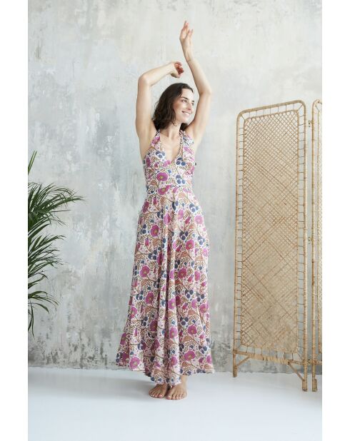 Maeva-1 zomerjurk van batikroze katoen