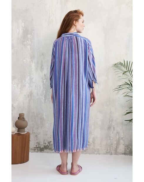 Blaues gestreiftes Baumwollkleid Bonita