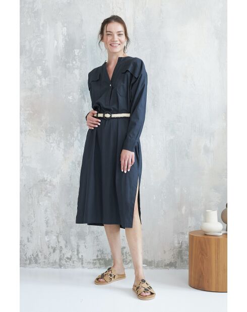 Bambou-2 schwarzes Baumwollkleid