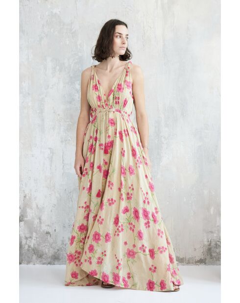 Aiyana-1 roses gartenbeiges Baumwollkleid