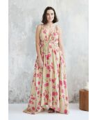 Aiyana-1 rose garden beige katoenen jurk