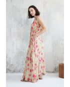 Aiyana-1 rose garden beige katoenen jurk