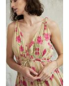 Aiyana-1 rose garden beige katoenen jurk