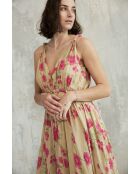 Aiyana-1 rose garden beige katoenen jurk