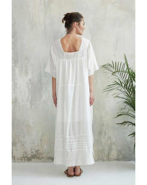 Suzette-1 jurk van gebroken wit katoen
