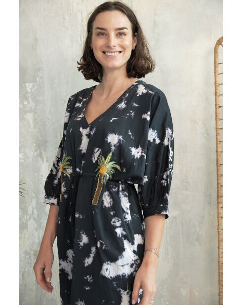 Schwarzes Baumwollkleid Jacy