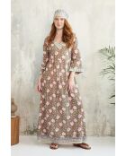 Celine-2 Baumwollkleid mit Batikmuster in Grün