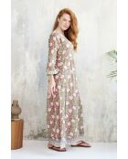 Celine-2 Baumwollkleid mit Batikmuster in Grün