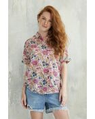 Donie-1 Baumwollhemd im Sommer-Batikdesign in Rosa