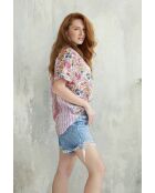 Donie-1 Baumwollhemd im Sommer-Batikdesign in Rosa