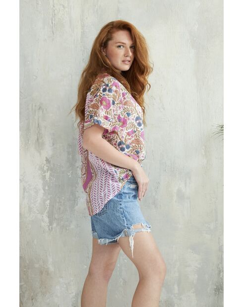 Donie-1 zomerhemd van batikroze katoen