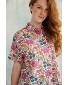 Donie-1 Baumwollhemd im Sommer-Batikdesign in Rosa
