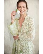 Pallavi- 3 romantisches grünes Baumwollkleid mit Blumenblockdruck