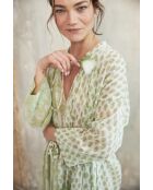 Pallavi- 3 romantisches grünes Baumwollkleid mit Blumenblockdruck