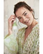 Pallavi- 3 romantisches grünes Baumwollkleid mit Blumenblockdruck