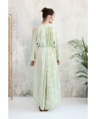 Pallavi- 3 romantisches grünes Baumwollkleid mit Blumenblockdruck