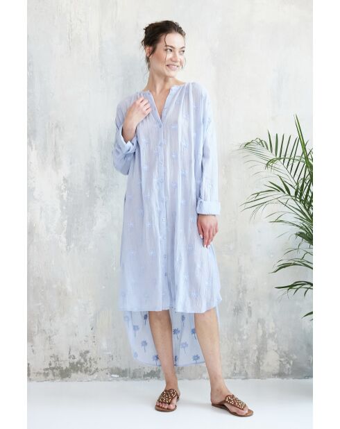 Blaues Hemdkleid Lolla Top 3 aus Baumwolle