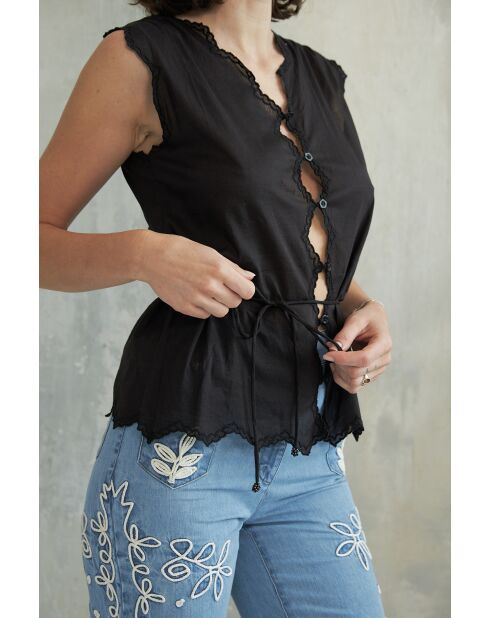 Dev-2 schwarzes Baumwolltop