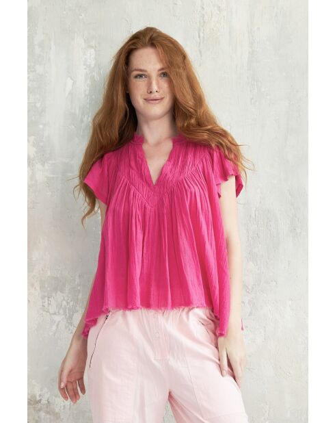 Rosafarbenes Hari-1 Top aus Baumwollgaze