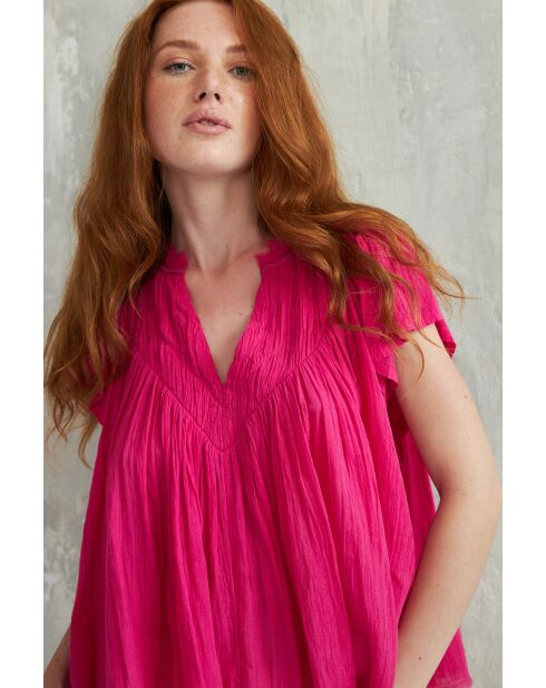 Rosafarbenes Hari-1 Top aus Baumwollgaze