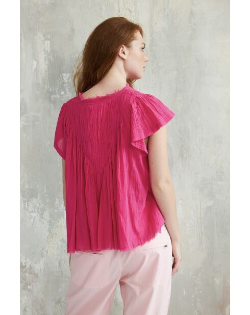 Rosafarbenes Hari-1 Top aus Baumwollgaze