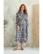 Tania- 3 Sommerkleid aus Baumwolle mit Batikmuster in Blau
