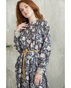 Tania- 3 Sommerkleid aus Baumwolle mit Batikmuster in Blau