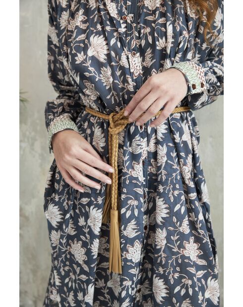 Tania- 3 Sommerkleid aus Baumwolle mit Batikmuster in Blau