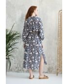 Tania- 3 Sommerkleid aus Baumwolle mit Batikmuster in Blau