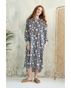 Tania- 3 Sommerkleid aus Baumwolle mit Batikmuster in Blau
