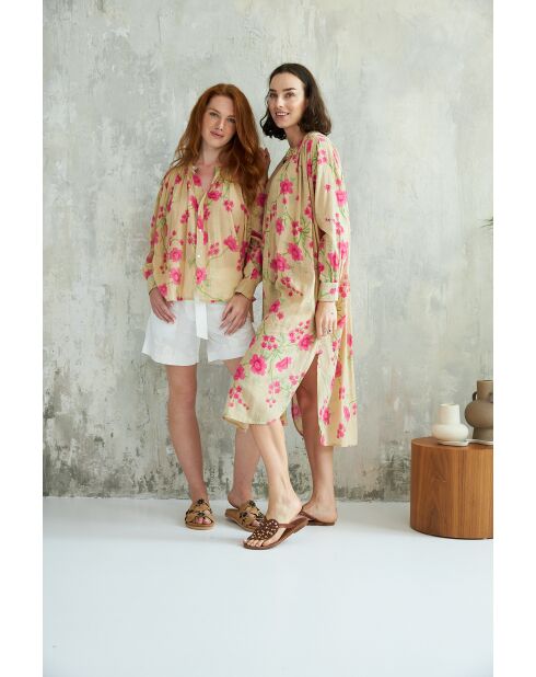 Beige katoenen hemd Meera-1 roses garden