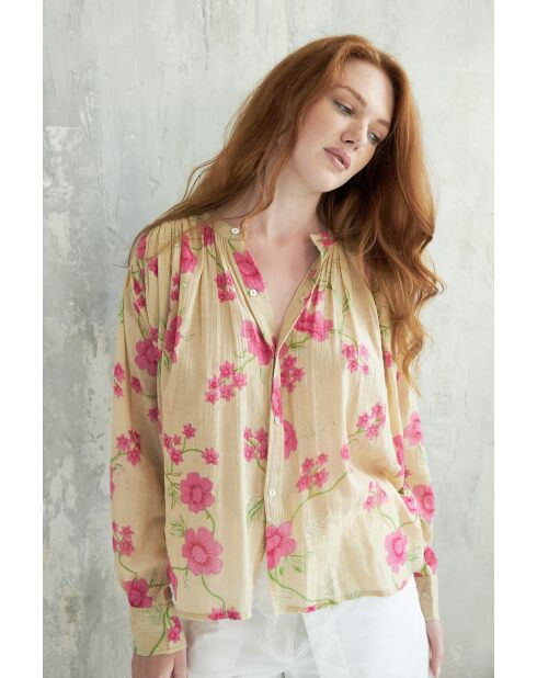 Beige katoenen hemd Meera-1 roses garden