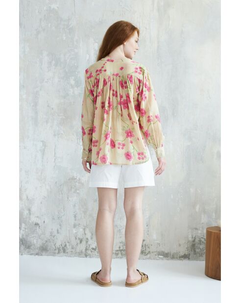 Beige katoenen hemd Meera-1 roses garden