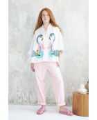 Weißes Flamingo-Baumwollhemd