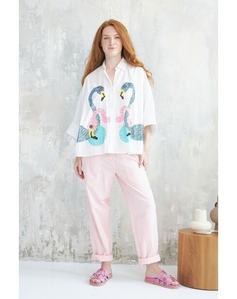 Wit overhemd van flamingo-katoen