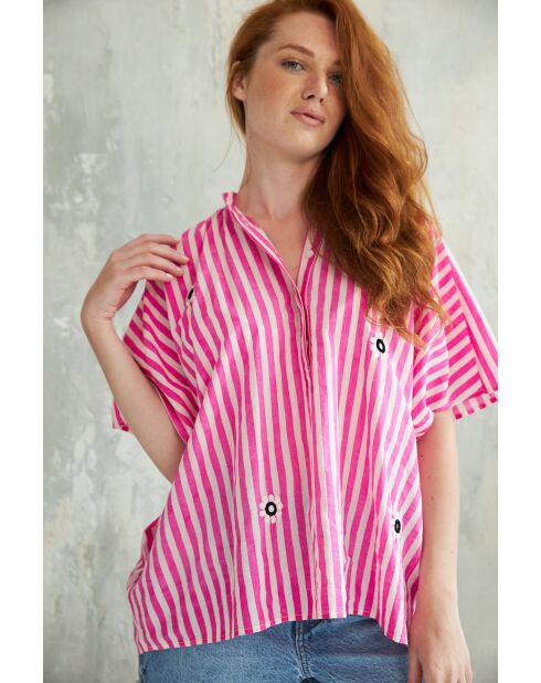 Top Leela Top-1 in cotone rosa